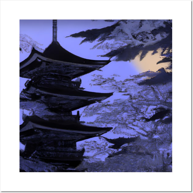 Japanese temple at night Wall Art by Ravenglow